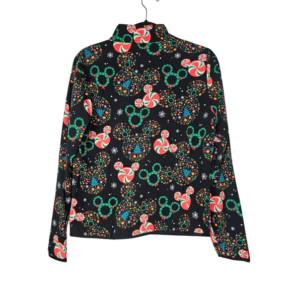 NEW Disney M Tooniforms Jacket Scrub Christmas Mickey Mouse Black Full Zip - Picture 3 of 4